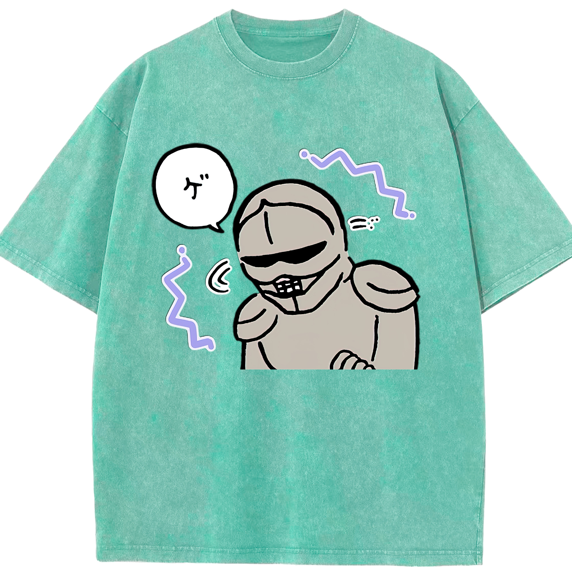 （画像用） ちいかわ 労働の鎧さん Chii-kawa Mr. Armor of Labor 綿100% ヴィンテージ風 半袖Tシャツ（フロントプリント）